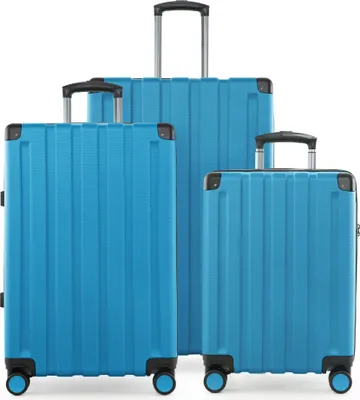 Produktbild von HAUPTSTADTKOFFER Q-Damm - Kofferset 3-teilig, Gepäck-Set (S+M+L) Koffer Hartschale robust, 4 Rollen Erweiterung, Kabinentrolley + Aufgabegepäck, TSA,Cyanblau