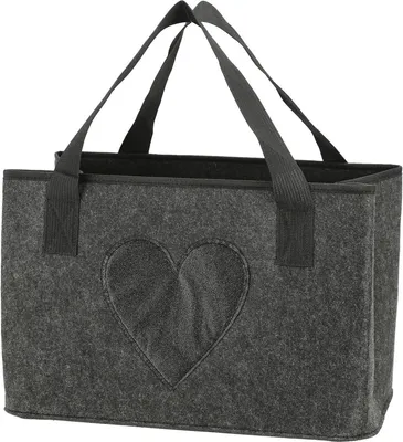 Produktbild von Filztasche Anthrazit Glitzer Herz Tragetasche faltbar