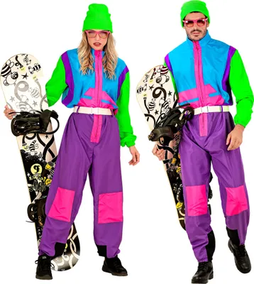 Produktbild von Kostüm Snowboarder Ski-Anzug bunt neon, Groesse:M