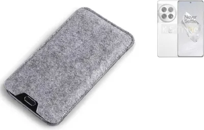Produktbild von K-S-Trade Filz Handyhülle kompatibel mit OnePlus 12 Schutzhülle Filztasche Filz Tasche Case Sleeve Handy Hülle Filzhülle grau