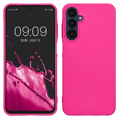 Produktbild von kwmobile Handyhülle für Samsung Galaxy A25 Hülle - Silikon Case metallisch schimmernd - Schutzhülle Cover - Metallic Pink