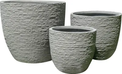 Immagine prodotto di Milani Home - Set Di 3 Vasi Grigio Chiaro Per Esterno Giardino, Portico, Ristorante, Gelateria Bar Hotel Albergo Piscina - Grigio