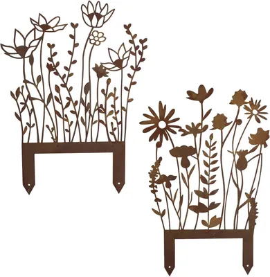 Produktbild von Gartenstecker 2 Stück, rostige Blume, Metall, Rostoptik, für Garten