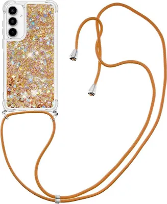 Produktbild von Samsung Galaxy A37 Hülle - Coverup Liquid Glitzer Back Cover mit Handykette - Gold
