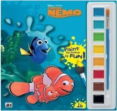 Produktbild von Malbuch Findet Nemo mit Wasserfarben und Pinsel. 16 lustige Malvorlagen zum Anmalen.
