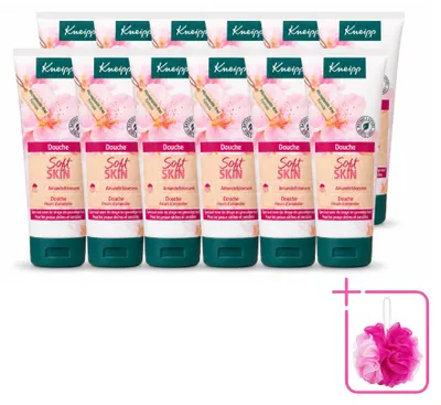Imagen del producto de 12 unidades de gel de ducha nutritivo Kneipp con extracto de almendras, envase de 75 ml, pack económico