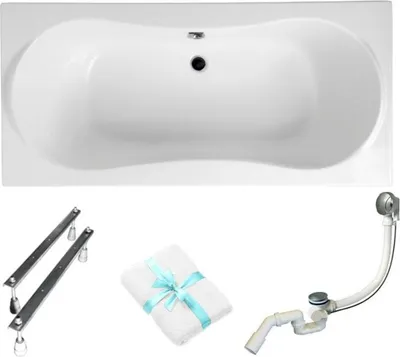 Produktbild von Aqua For You | Badewanne - Polimat Rechteckige Badewanne - 170 X 80 Cm - mit Verkleidung - Antibakterielle Beschichtung - mit Siphon - mit Füße