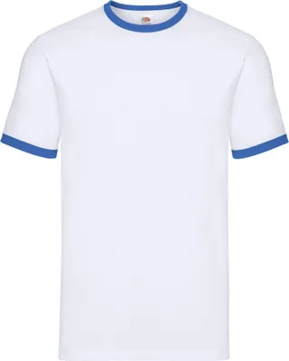 Produktbild von Fruit of the Loom Valueweight Ringer T-Shirt Farbe: weiß/royal Größe: 2XL