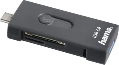 Obrázek produktu pro Hama 00124145, MicroSD (TransFlash), MicroSDHC, MicroSDXC, SD, SDHC, SDXC, Šedá, USB 3.2 Gen 1 (3.1 Gen 1) Type-A/Type-C, 26 mm, 72 mm, 14 mm
