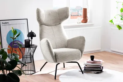Produktbild von KAWOLA Sessel LOTTE Ohrensessel Cord cremeweiß