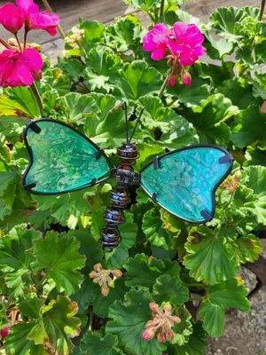 Produktbild von Boho Topfstecker Libelle, Glas, türkis