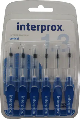 Productafbeelding van Interprox interdentale borsteltjes, blauw, conisch, verpakking van 6 stuks
