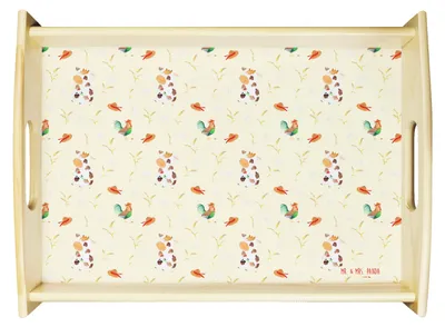 Produktbild von Mr. & Mrs. Panda Tablett Kuh - Gelb - Geschenk, Milch, Hof, Kühe, Spruch, Bauernhof, serviertablett aus holz, Landwirtin, Sofa, Holztablett, sofatablett