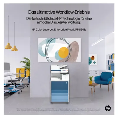 Imagen del producto de Impresora multifunción HP LaserJet Enterprise Flow MFP 8801z para Europa - Localización multilingüe