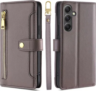 Produktbild von Handykette Samsung Hülle mit Band Handyhülle Kartenfächer Kunstleder Umhängetasche Galaxy A55 Grau