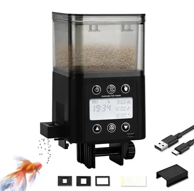Fischfutterautomat, 320 ml, USB-Aufladung, LCD-Display, Timer