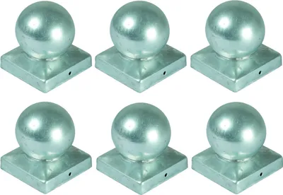 Image de 6x Chapeau de poteau boule 90x90mm Chapeau de clôture Chapeau de poteau galvanisé Couverture