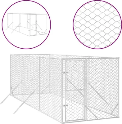 Image de vidaXL Enclos extérieur pour chiens Argenté 2x6x2 m Acier galvanisé