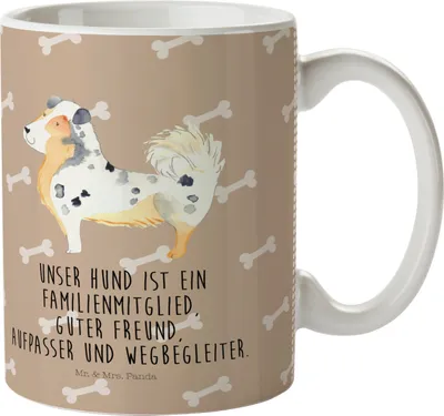 Produktbild von Mr. & Mrs. Panda Plastikbecher Hund Australien Shepherd - Hundeglück - Geschenk, Kunststoffbecher, Spruch, Pott, Sprüche, Kinderbecher, Kindertasse, Haferl, Familie