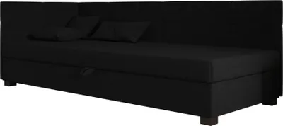 Obrázok produktu pre AURA SOFA Boxspringová posteľ DYLAN PLUS 90x195 Kompletná sada s matracom Bonell, čalúnená posteľ s úložným priestorom – čierna, SAWANA 14