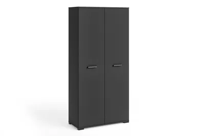 Produktbild von Kleiderschrank FINO mit 2 Türen, Kleiderschrank mit Kleiderstange und Einlegeböden, Schlafzimmerschrank mit Stauraum, Garderobenschrank, Schwarz