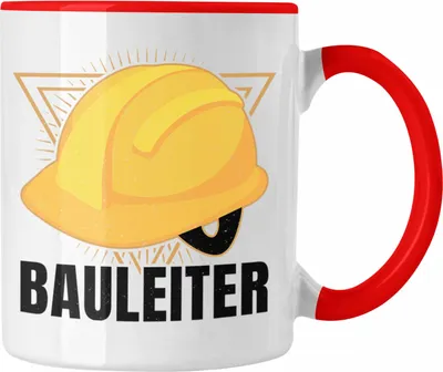 Produktbild von Trendation - Bauleiter Geschenk Bauarbeiter Tasse Baustelle Lustige Tasse (Rot)