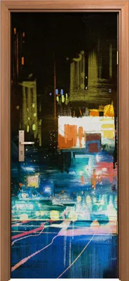 Produktbild von Türposter 80x200 cm Türaufkleber Türtapete Türfolie Klebefolie Malerei Modernen Stadt bei Nacht