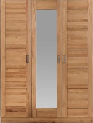 Produktbild von Kleiderschrank Spiegeltür Holz Kernbuche-massiv natur geölt 3-türig Tollo