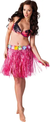 Produktbild von Hawaiianischer Rock mit Blumenbordüre 45 cm rosa