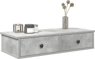 Productafbeelding van Maison Exclusive - Wandplank met lades, betonkleur, 80x31x17 cm, houtvezelplaat