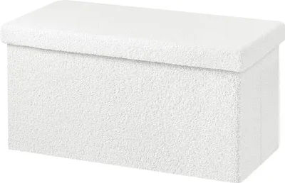 Produktbild von EUGAD Faltbare Sitzbank mit Stauraum&Deckel, aus Teddyfleece, 80 L, Weiß