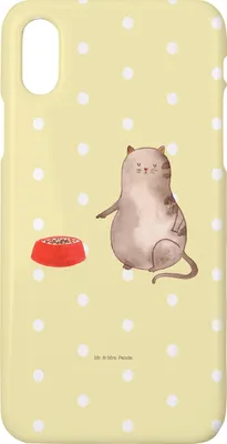 Produktbild von Mr. & Mrs. Panda Iphone 10 Handyhülle Katze Fressen - Gelb Pastell - Geschenk, Cover, X, Hülle, Handy