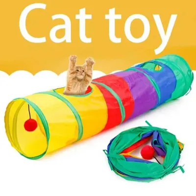 Produktbild von Katzentunnel zusammenklappbar Katzenspielzeug für innen & außen – Haustier Spieltunnel für Katzen & Welpen