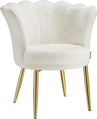 Image de Fauteuil STELLA 67 x 64 x 76 cm - Fourrure synthétique crème/or