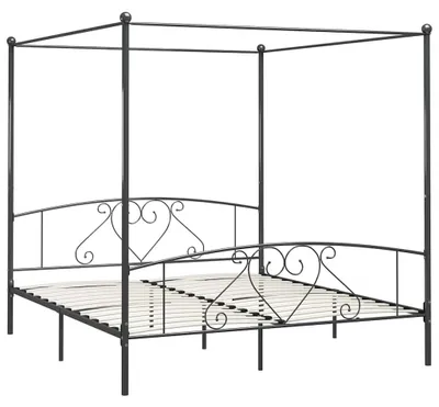 Obrázek produktu pro vidaXL Rám postele se stříškou Grey Metal 200 x 200 cm