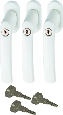 Produktbild von ABUS FG200 W SB abschließbarer Fenstergriff, weiß im Set 3 Stück