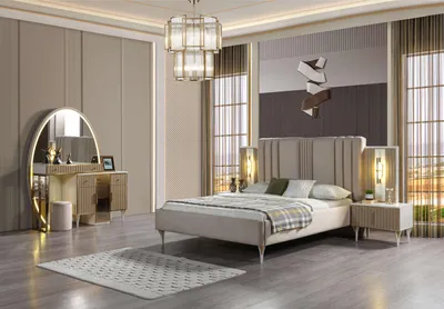Produktbild von Bett mit Nachttischen Schlafzimmer Set 3-teilig modern
