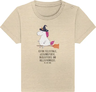 Produktbild von Mr. & Mrs. Panda  T-Shirt Einhorn Hexe 12. - 18. Monat - Natural Raw - Geschenk, Unicorn, Kinder, Baby Shirt, Leben, Babyshirt, Organic, Teufel, Engel, Frau
