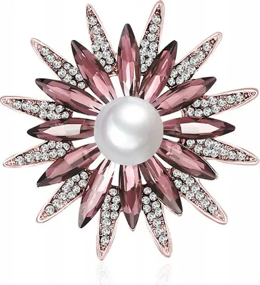 Imagen del producto de PINETS: Broche de flor con perla y circonita, color rosa