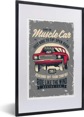 Produktbild von MuchoWow® MuchoWow® Gerahmtes Poster Mancave - Auto - Vintage - Rot 40x60 cm - Poster mit zchwarzem Bilderrahmen - Poster in Rahmen