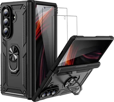 Image de 2in1 Set de protection pour le Samsung Galaxy Z Fold 7 se compose de 2x 9H film de protection d'écran en verre et 1x étui en silicone - Housse en noir