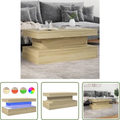 Immagine prodotto di The Living Store Tavolino con luci LED rovere Sonoma 90x50x40 cm