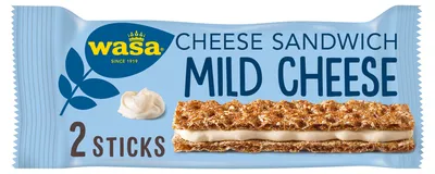 Produktbild von Wasa Knäckebrot Sandwich Mild Cheese, 30g, Knäckebrot-Snack mit Käse-Füllung, 2 Sticks