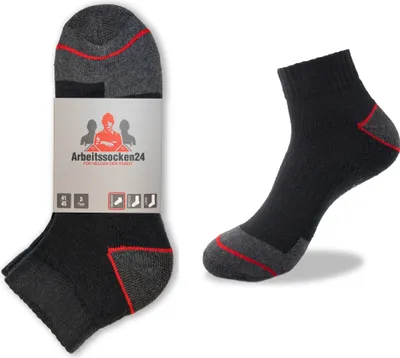 Produktbild von 12 Paar kurze Work Sneaker Arbeitssocken24® in Schwarz in Größe 43-46 - Mit SilverPlus Technologie,