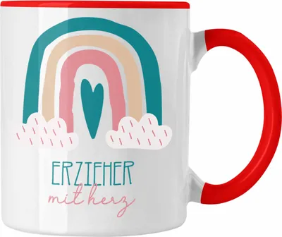 Produktbild von Trendation - Erzieher Tasse Geschenk Danke Kaffeetassse Geschenkidee für Erzieher mit Herz Spruch Männer (Rot)
