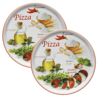 Zdjęcie produktu dla zestaw 2 talerzy do pizzy Napoli Red Ø 32 cm talerz do serwowania XL talerz porcelanowy