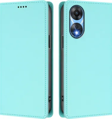 Immagine prodotto di Custodia in pelle per Oppo A78 5G, custodia a libro magnetica in Finto cuoio con supporto, verde menta