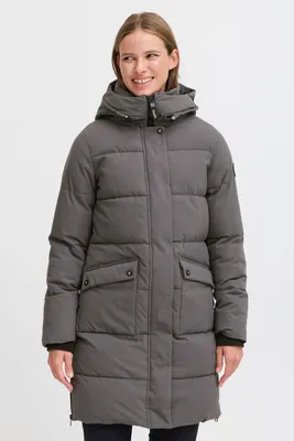 Produktbild von OXMO OXGillian Herren Steppmantel Winterjacke Jacke mit Kapuze Druckknöpfen regulierbarem Elastikband Label-Details Reißverschlüsse am Saum Regular fit