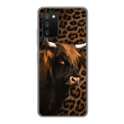Produktbild von MuchoWow® Handyhülle Schutzhülle Hülle für Samsung Galaxy A03s Schottischer Highlander - Pelz - Pantherdruck Silikon Softcase Handy Hülle - Schutz