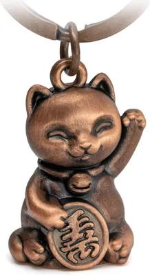 Produktbild von FABACH Glückskatze Winkekatze Schlüsselanhänger Maneki Neko - Süßer Katze Glücksbringer - Katze Anhänger Metall - Schlüsselanhänger Katze Geschenk